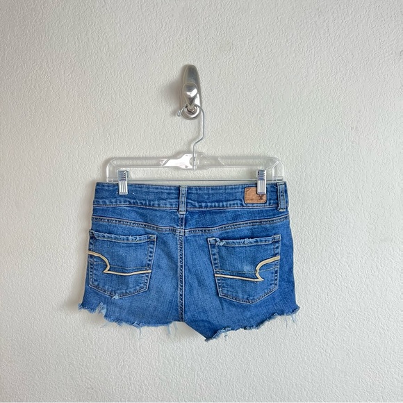 VTG American Eagle 2 Button Distressed Artist Cut Off Jean Short Shorts - Picture 2 of 7